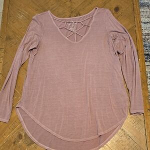 American Eagle Outfitters Dusty Pink Long Sleeve Blouse